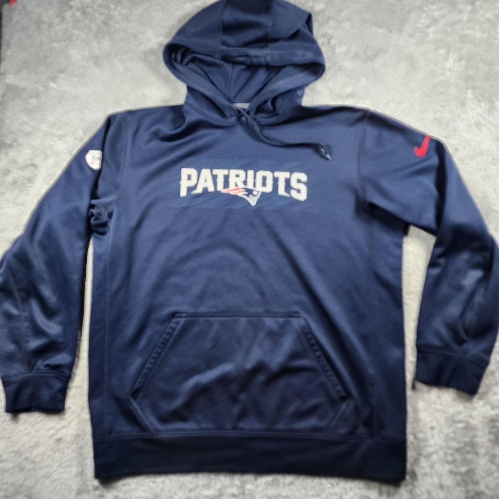 New England Patriots Hoodie Mens Large Navy Blue NFL Football Nike Therma-Fit
